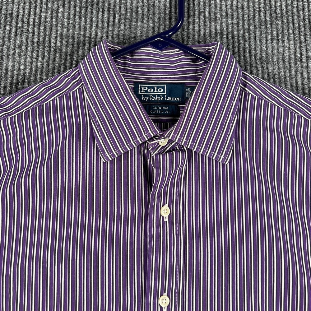 Polo Ralph Lauren Shirt Mens 17 32/33 Purple Long Sleeve Button Up Curham